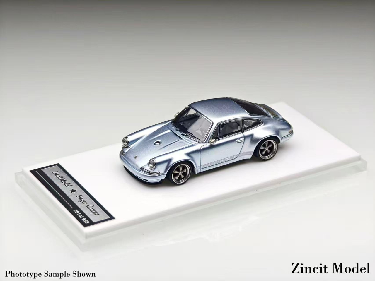 1/64 Zincit Model Porsche 911 964 Singer Coupe (Ice Blue) Diecast Car Model
