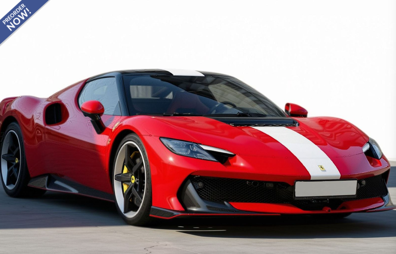 1/18 BBR Ferrari 296 Speciale (Rosso Corsa Red with White Avus Stripes) Car Model