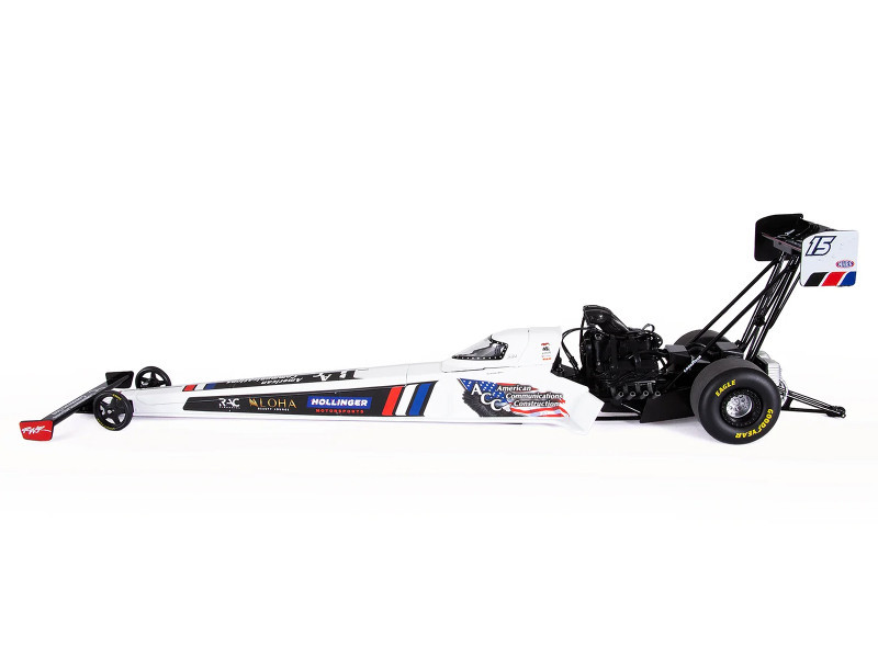 NHRA TFD (Top Fuel Dragster) #15 Tony Schumacher "American Communications Construction" White with Graphics (2026) 1/24 Diecast Model Car by Auto World