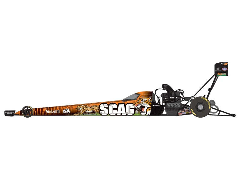 NHRA TFD (Top Fuel Dragster) #TF3 Justin Ashley "SCAG Power Equipment" Orange Tiger Livery (2026) 1/24 Diecast Model Car by Auto World
