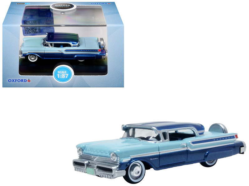 1957 Mercury Montclair Nantucket Blue Metallic and Pacific Blue Two-Tone 1/87 (HO) Scale Diecast Model Car by Oxford Diecast