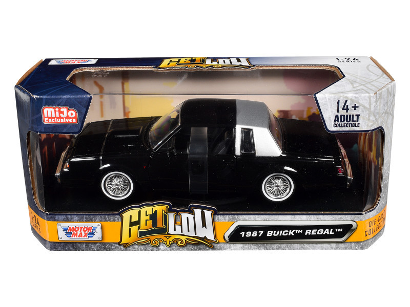 1987 Buick Regal Lowrider Black with Silver Half Top "Get Low" Series 1/24 Diecast Model Car by Motormax