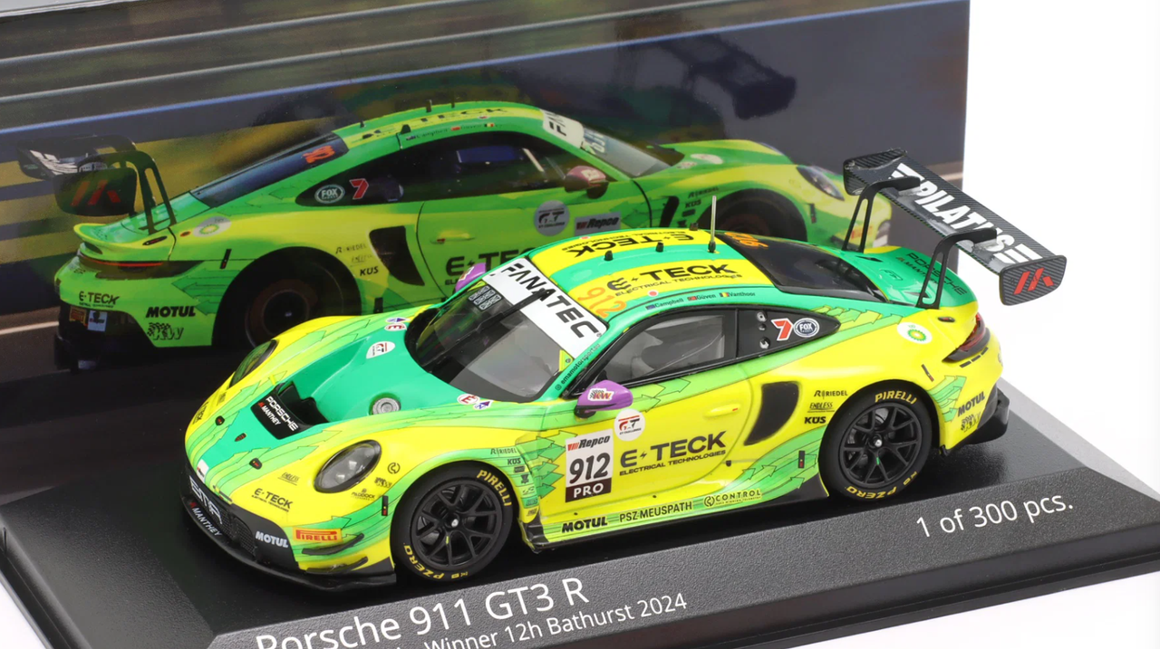 1/43 Minichamps 2024 Porsche 911 GT3 R #912 "Grello" Winner 12h Bathurst Manthey-Racing Ayhancan Güven, Laurens Vanthoor, Matt Campbell Diecast Car Model
