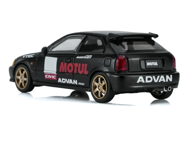 Honda Civic Type R (EK9) RHD (Right Hand Drive) "No Good Racing - Motul" Matt Black 1/64 Diecast Model Car by MotorHelix