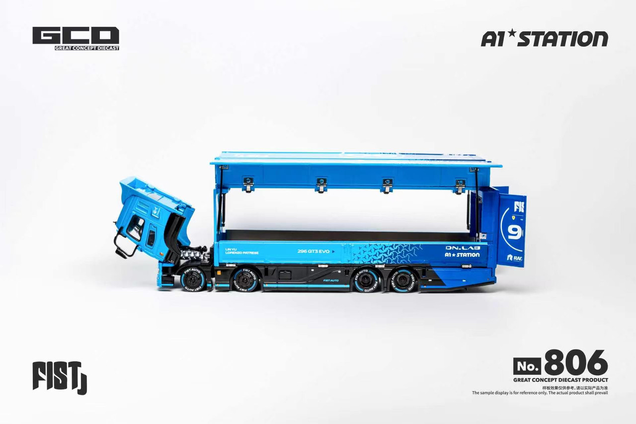 1/64 GCD Mitsubishi Fuso Super Great Transport Fist Livery ST LBWK (Blue) Diecast Car Model