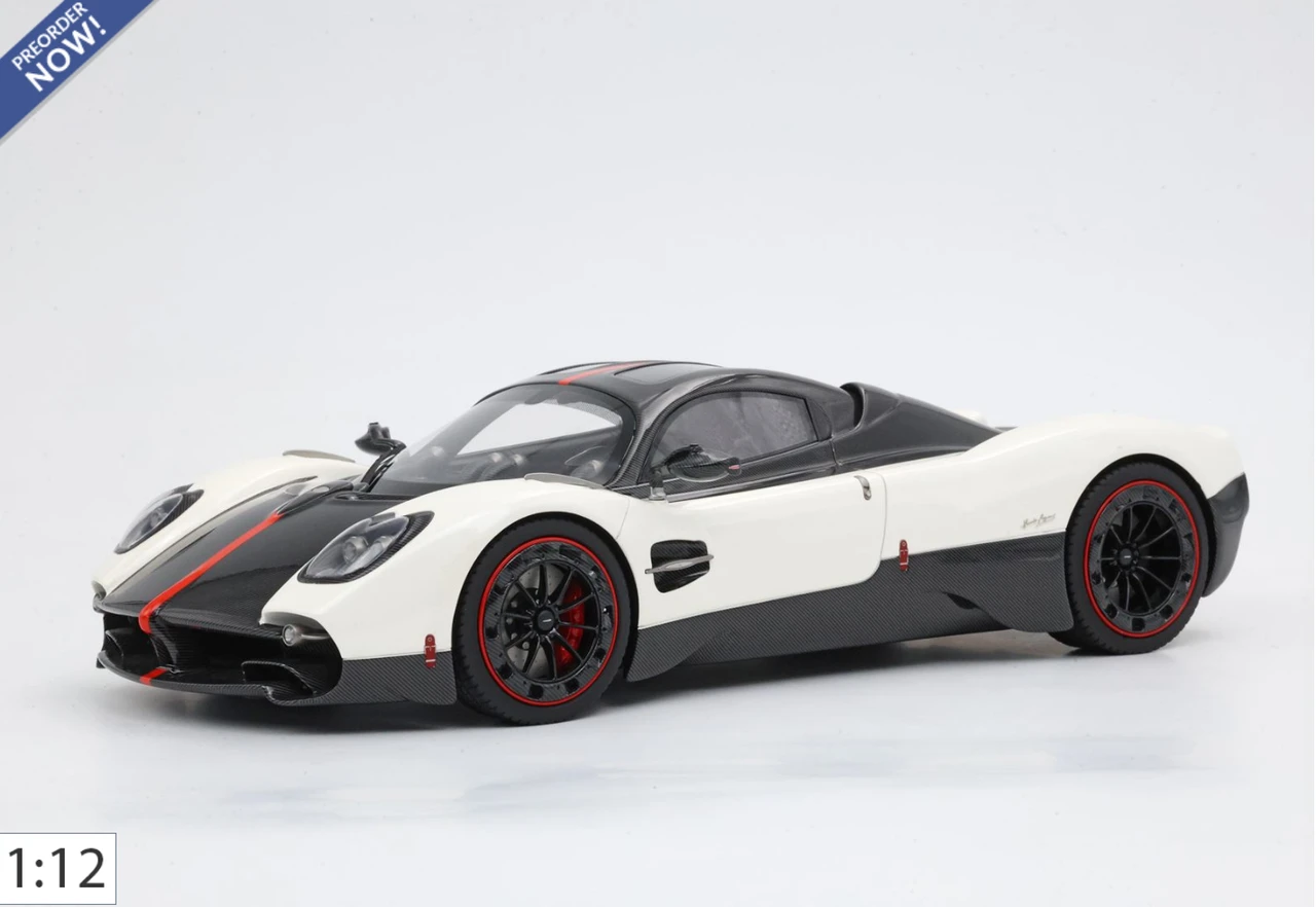 1/12 BBR Pagani Utopia (Bianco Benny White with Carbon Fiber & Red Accents) Car Model
