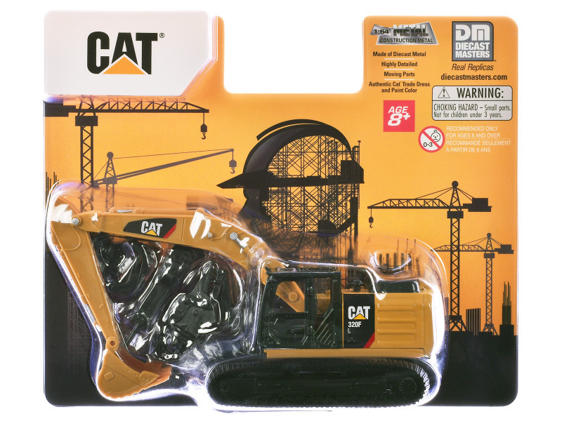 CAT Caterpillar 320F L Excavator with Interchangeable Attachment Yellow 1/64 Diecast Model by Diecast Master