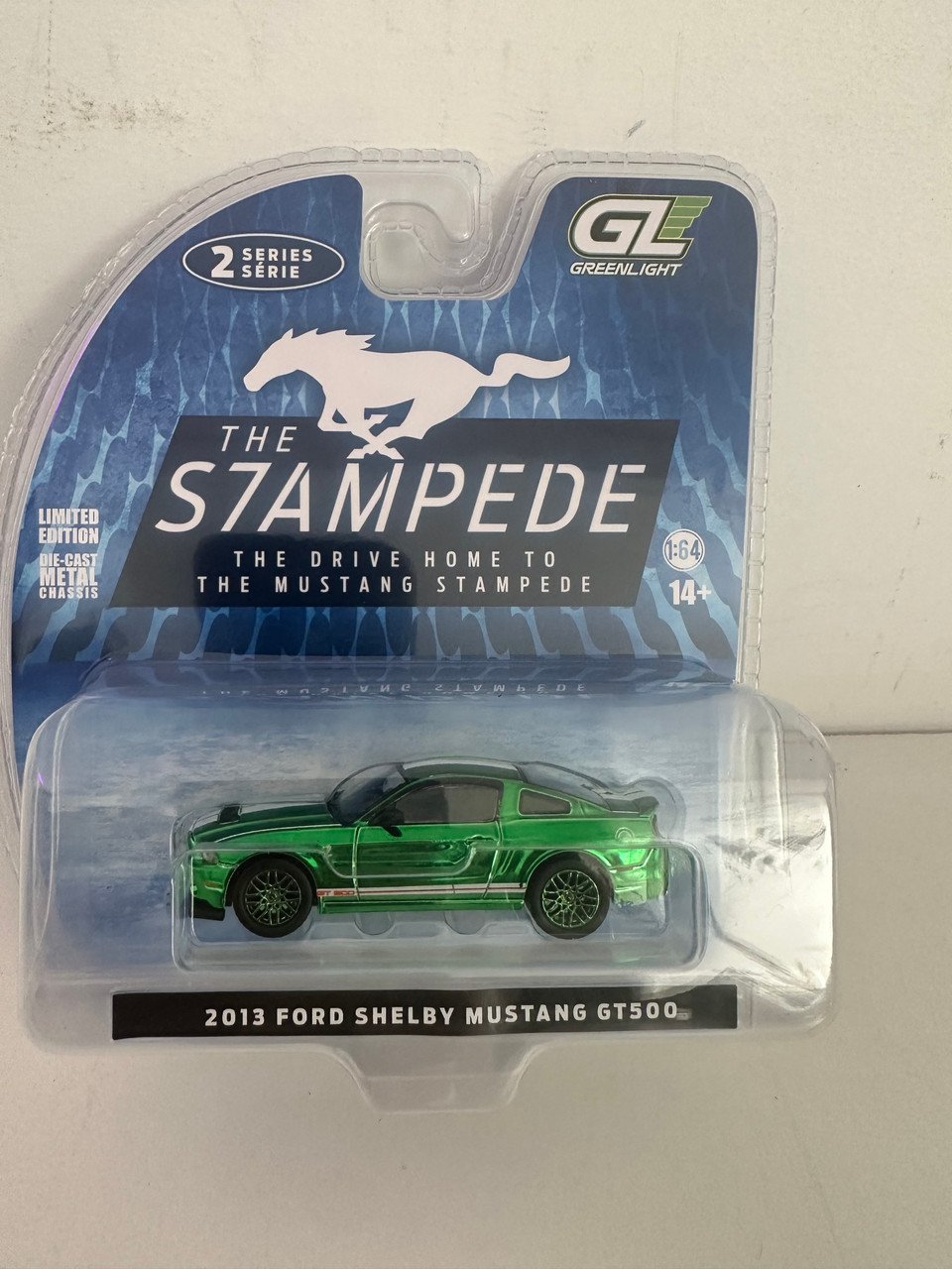 CHASE CAR 1/64 Greenlight 2013 Ford Shelby Mustang GT500 (Chrome Green) Diecast Car Model