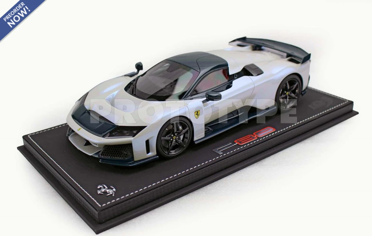 1/18 BBR Ferrari F80 (Bianco Onda Marina White with Carbon Blue Details) Car Model Limited 49 Pieces