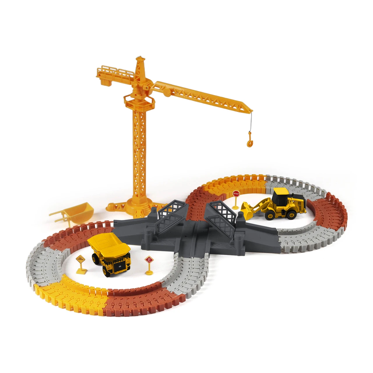 Diecast Masters CAT Consttruction World Track Playset with 2 CAT Vehicles (112pcs)