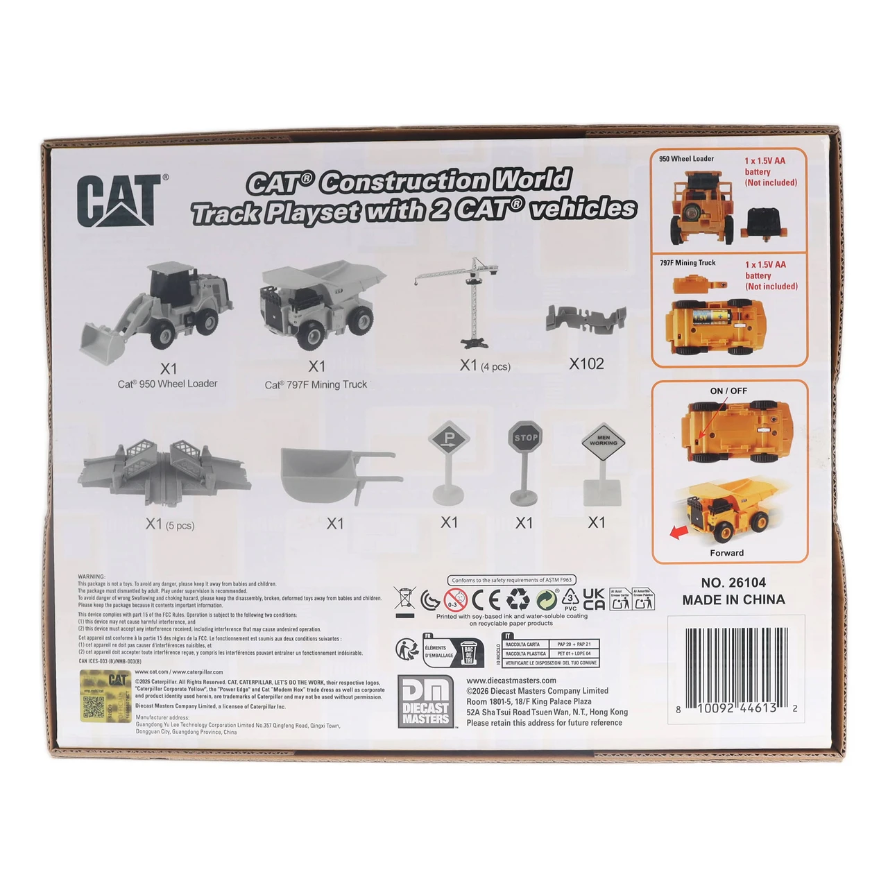 Diecast Masters CAT Consttruction World Track Playset with 2 CAT Vehicles (112pcs)