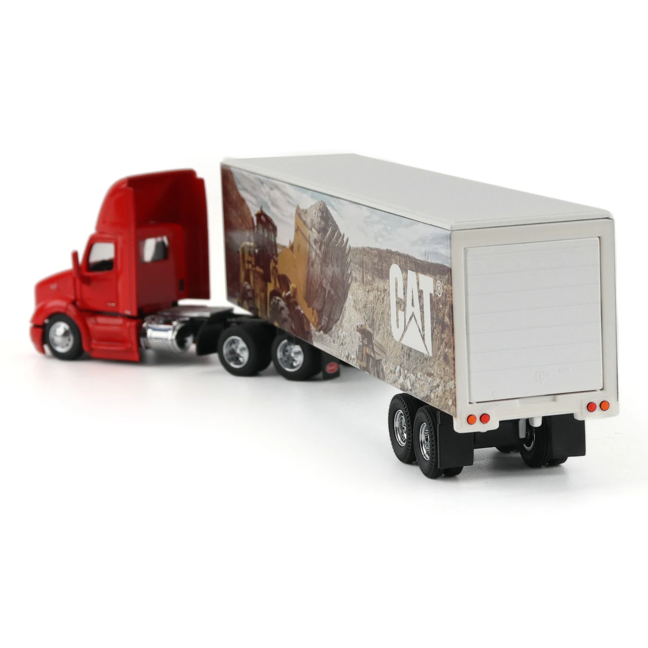 1/64 Diecast Masters Peterbilt with Caterpillar Mural Trailer (Red) Diecast Models