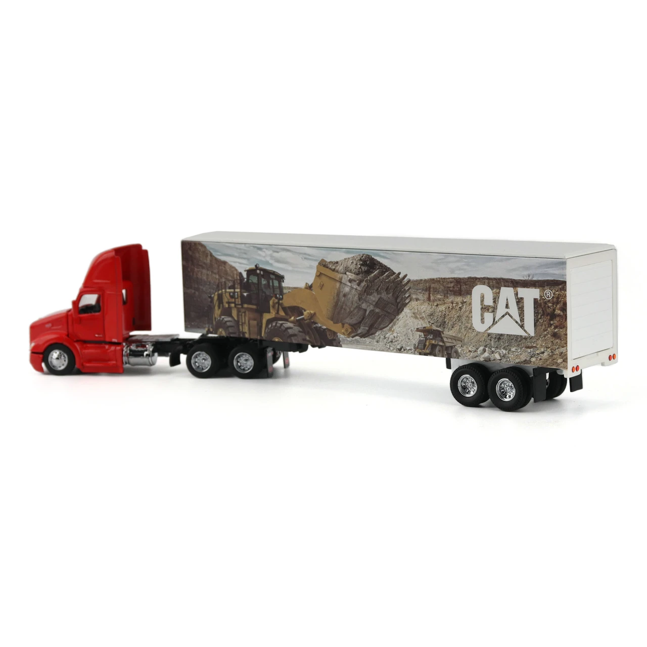 1/64 Diecast Masters Peterbilt with Caterpillar Mural Trailer (Red) Diecast Models