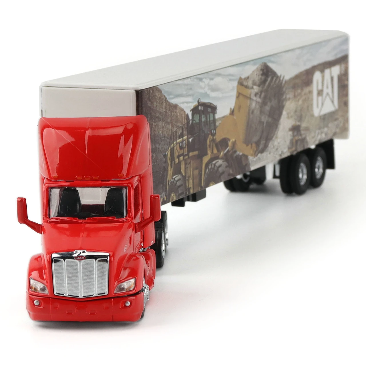 1/64 Diecast Masters Peterbilt with Caterpillar Mural Trailer (Red) Diecast Models