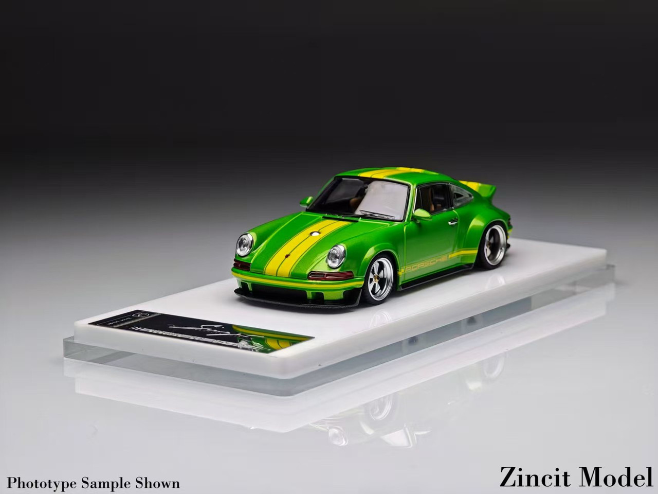 1/43 Zincit Model Porsche 911 964 Singer DLS (Apple Green with Yellow Stripes) Car Model