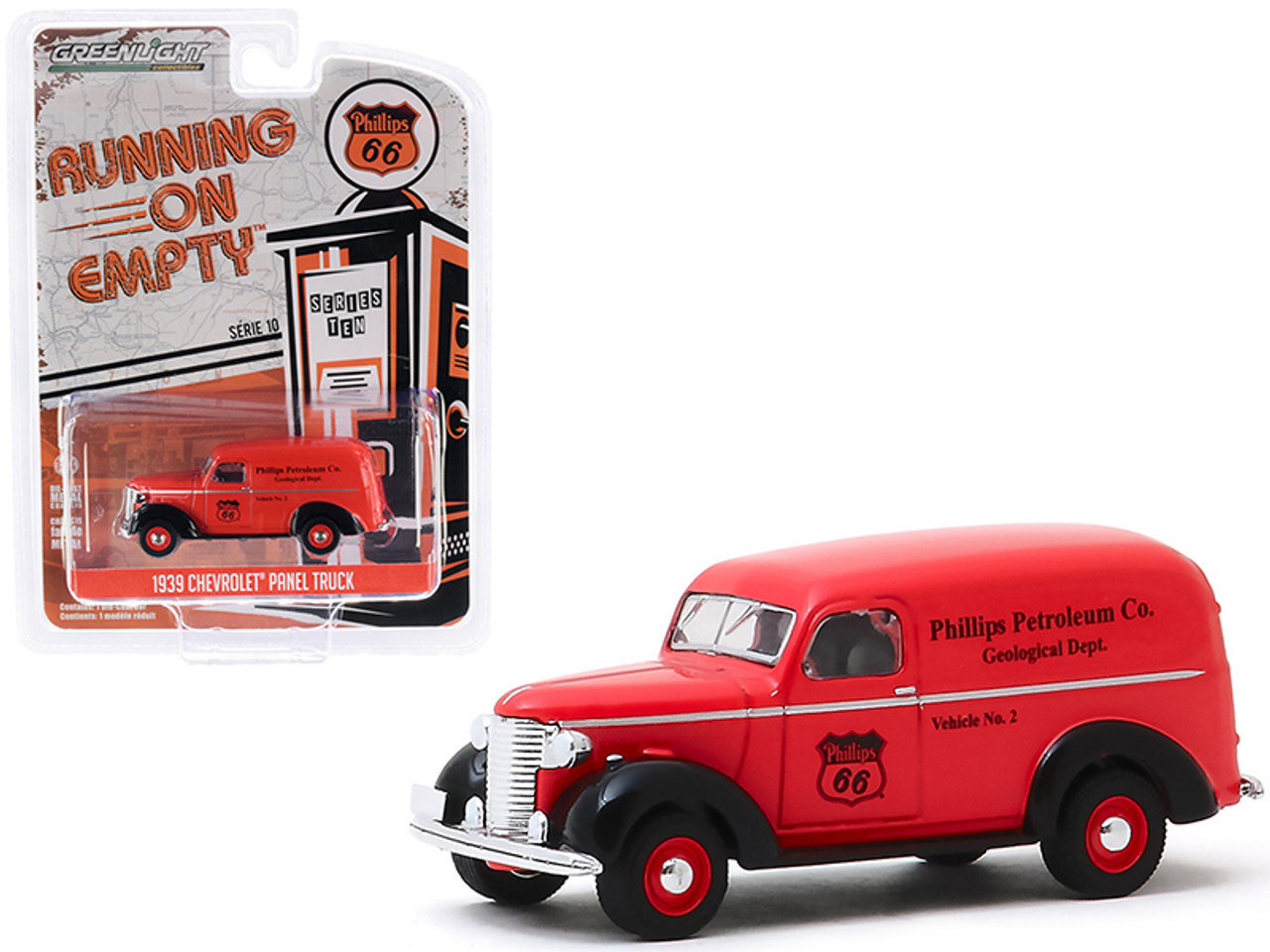 1939 Chevrolet Panel Truck "Phillips 66" "Phillips Petroleum Co. Geological Dept" "Running on Empty" Series 10 1/64 Diecast Model Car by Greenlight