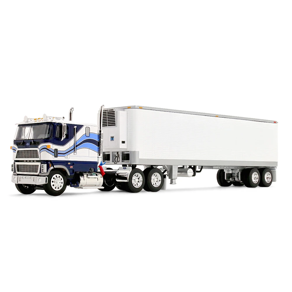 1/64 First Gear Ford CLT-9000 (Blue & White) & 40’ Vintage Trailer with Reefer Diecast Model