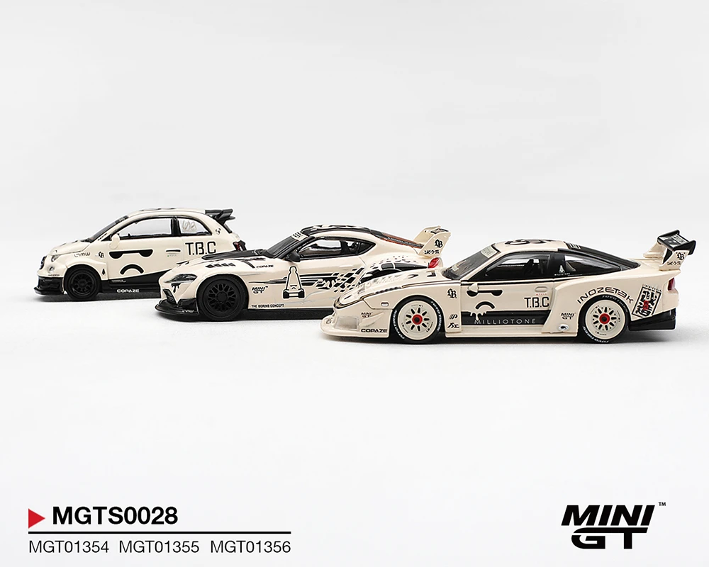 1/64 Mini GT 3-Car Set INOZETEK x TBC Set 2026 Show Edition Abarth 595 LB-WORKS TBC + Toyota GR Supra LB?WORKS TBC + Nissan 180SX LB-Super Silhouette Diecast Car Model