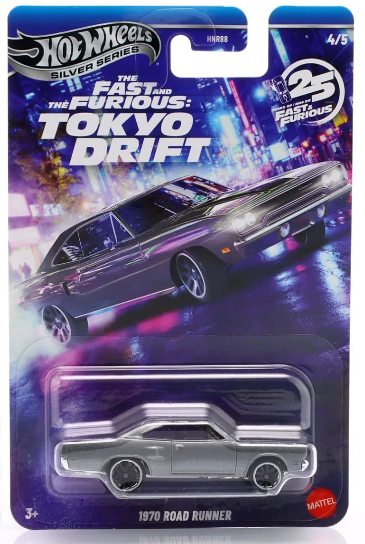 1/64 Hot Wheels Plymouth Road Runner 1970 Fast & Furious Tokyo Drift (Silver Grey Metallic) Diecast Car Model