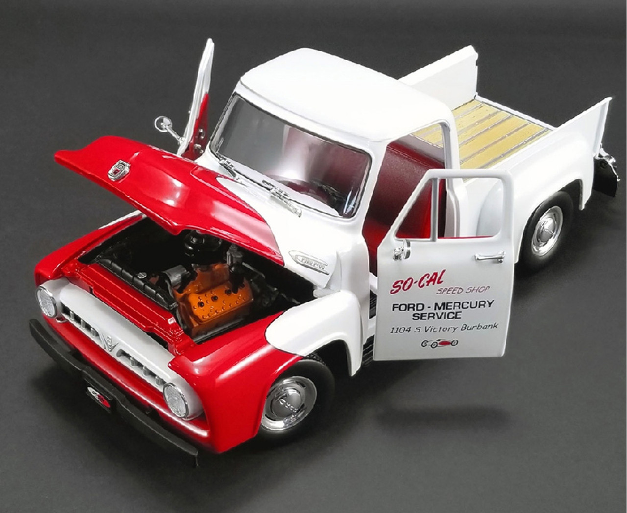 1/18 ACME 1953 Ford F-100 So Cal Speed Shop Push Truck (White / Red) Diecast Car Model