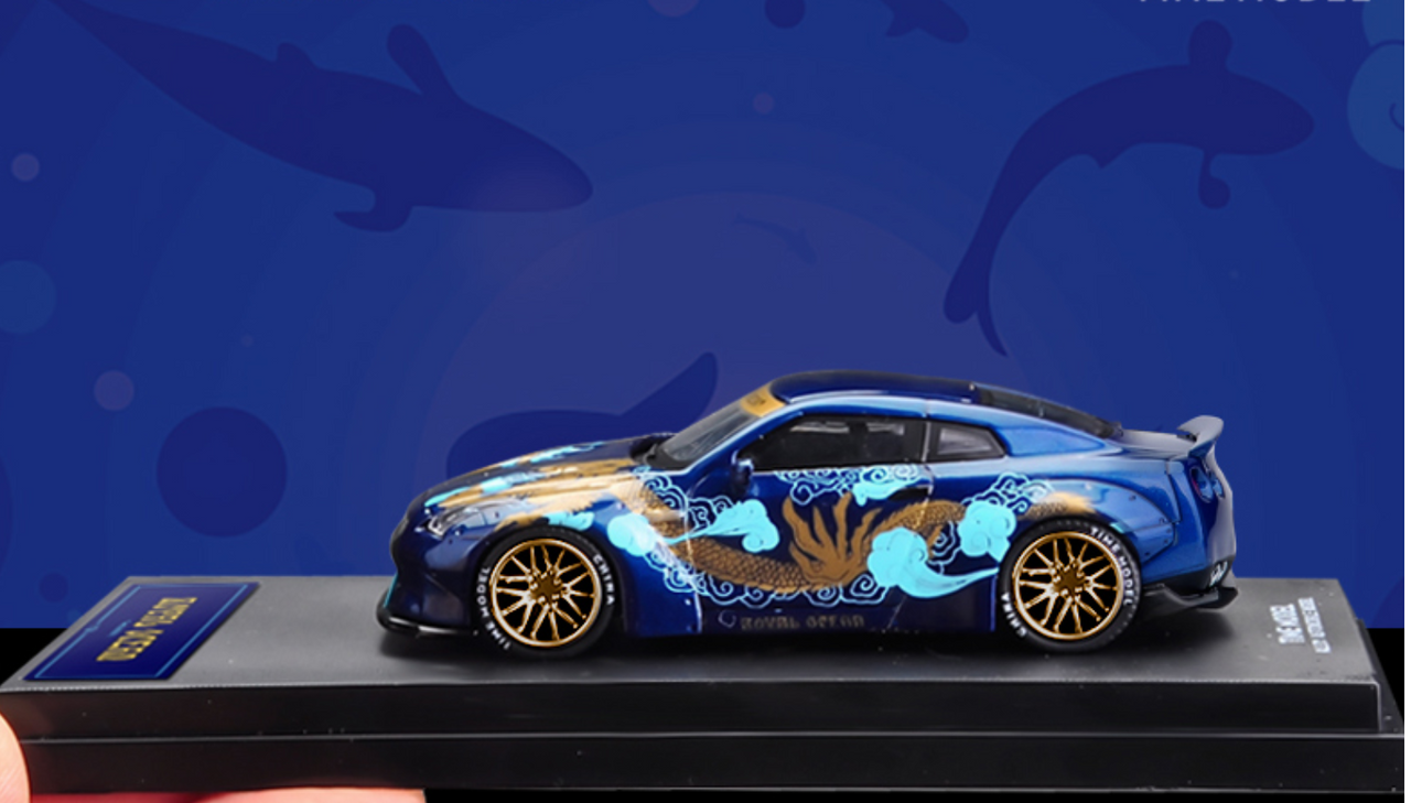 1/64 Nissan GTR LB Wide Body Low Tail Royal Ocean Edition Diecast Model Car by Time Model