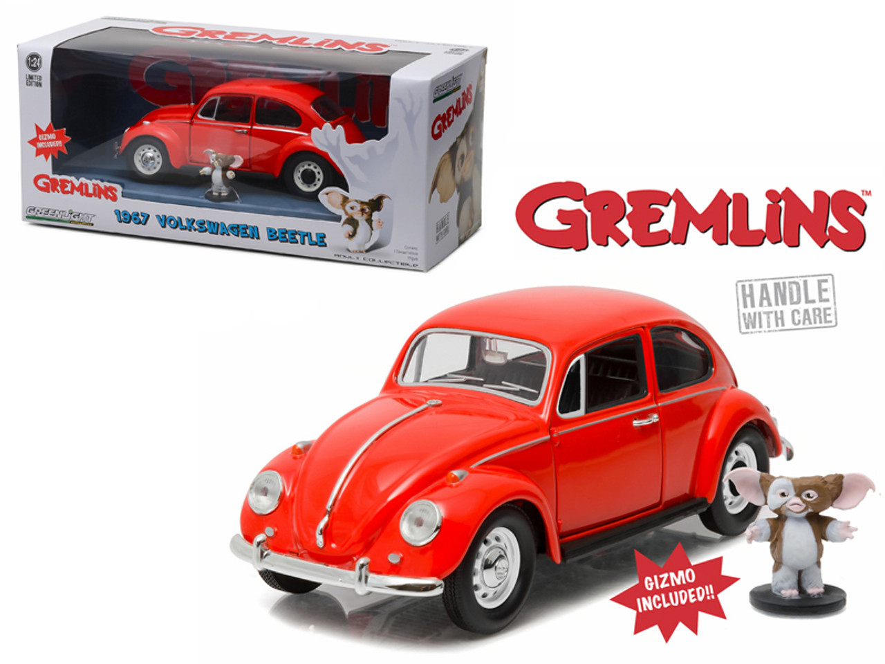 1967 Volkswagen Beetle with Gizmo Figurine "Gremlins" (1984) Movie 1/24 Diecast Model Car by Greenlight