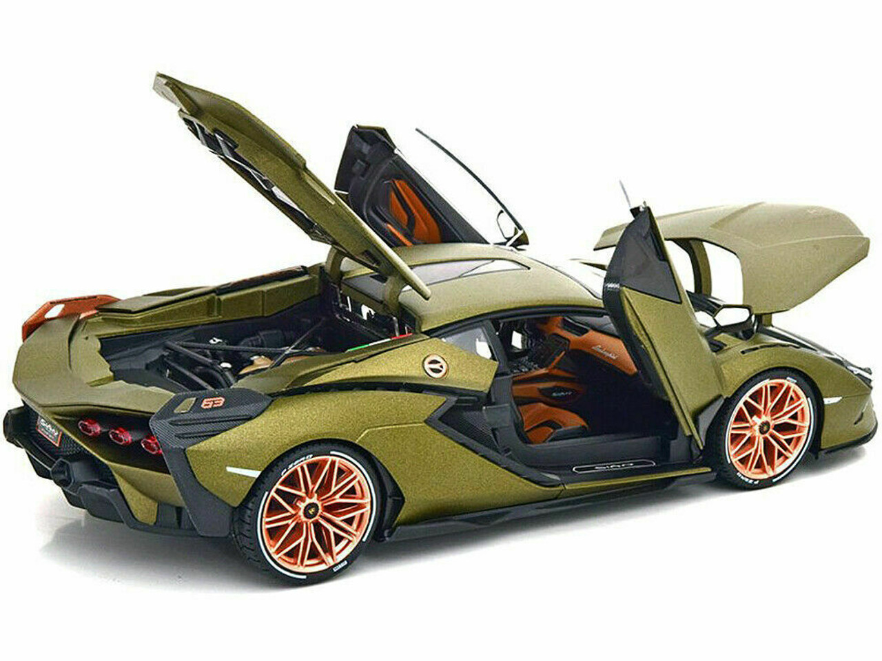1/18 BBurago Lamborghini Sian FKP 37 (Green Metallic with Copper Wheels) Diecast Model Car