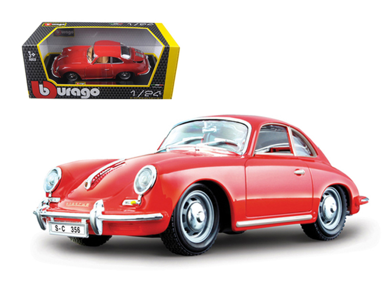 1961 Porsche 356 B Coupe Red 1/24 Diecast Model Car by