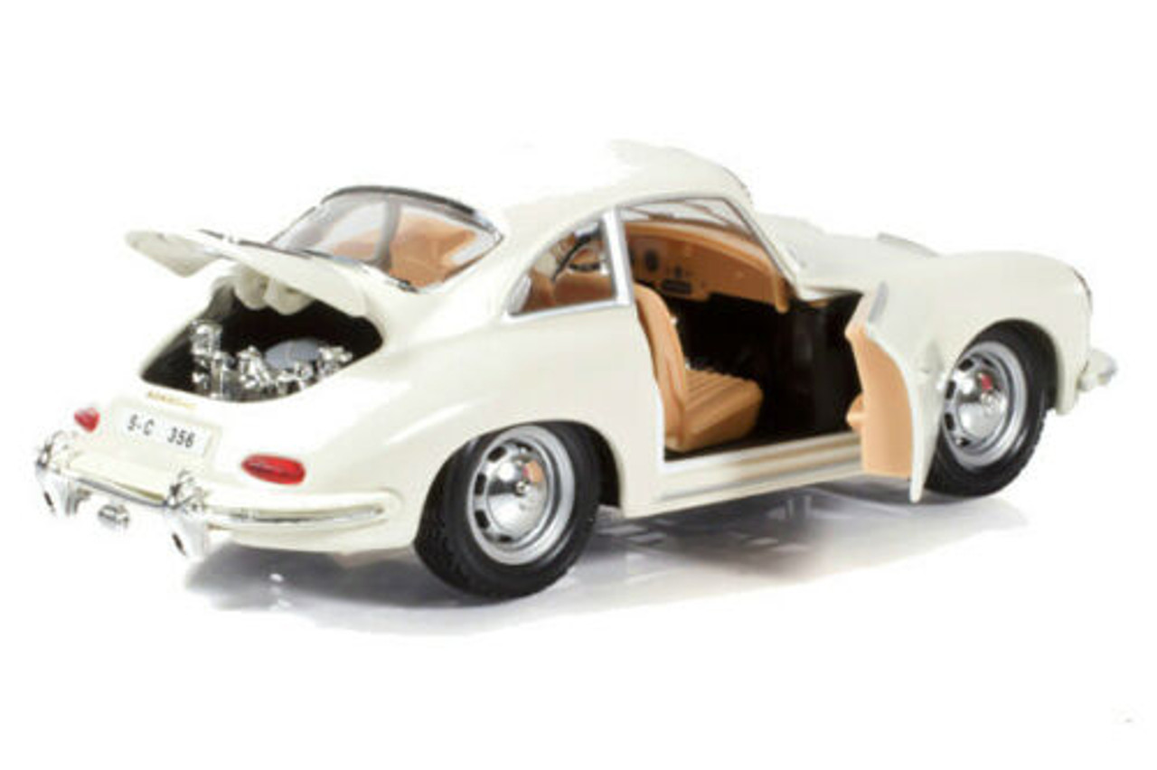 1961 Porsche 356 B Coupe Ivory White 1/24 Diecast Model Car by Bburago