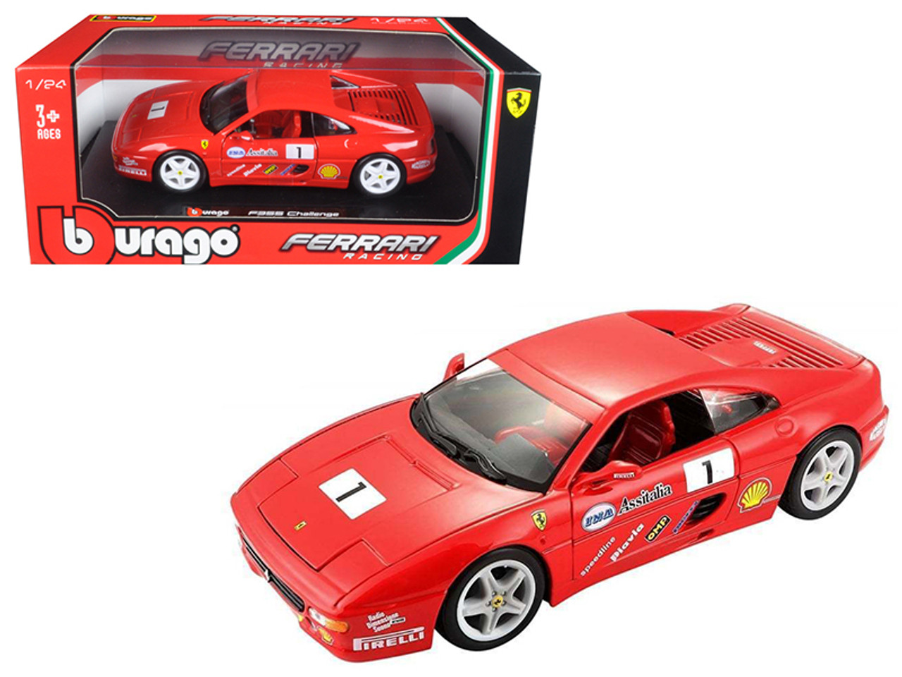 Ferrari F355 Challenge Red 1/24 Diecast Model Car by Bburago