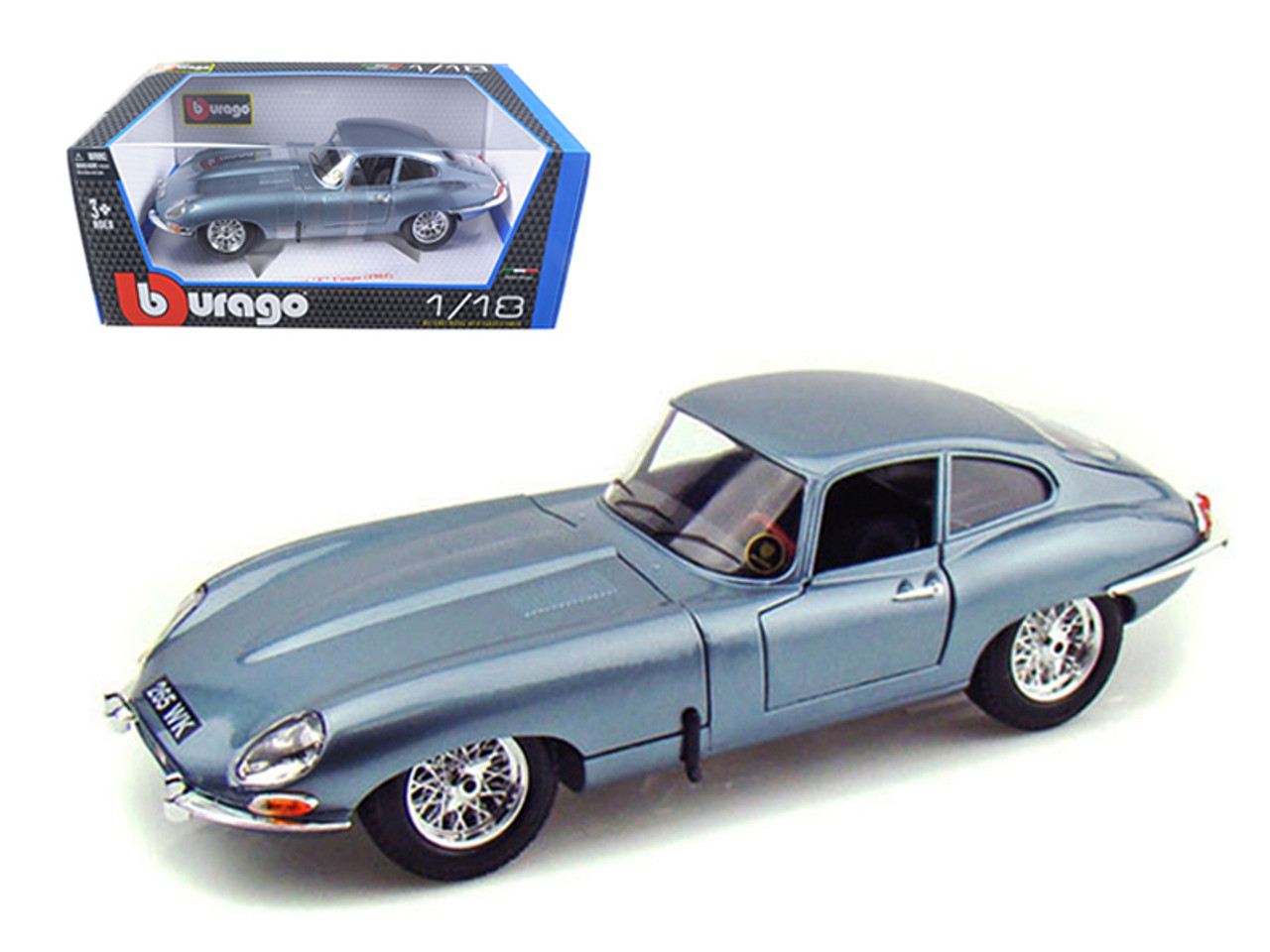 1/18 BBurago 1961 Jaguar E Type Coupe (Blue) Diecast Car Model
