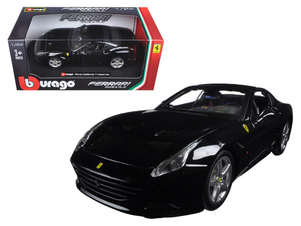 Ferrari California T Black Closed Top 1/24 Diecast Model Car by Bburago