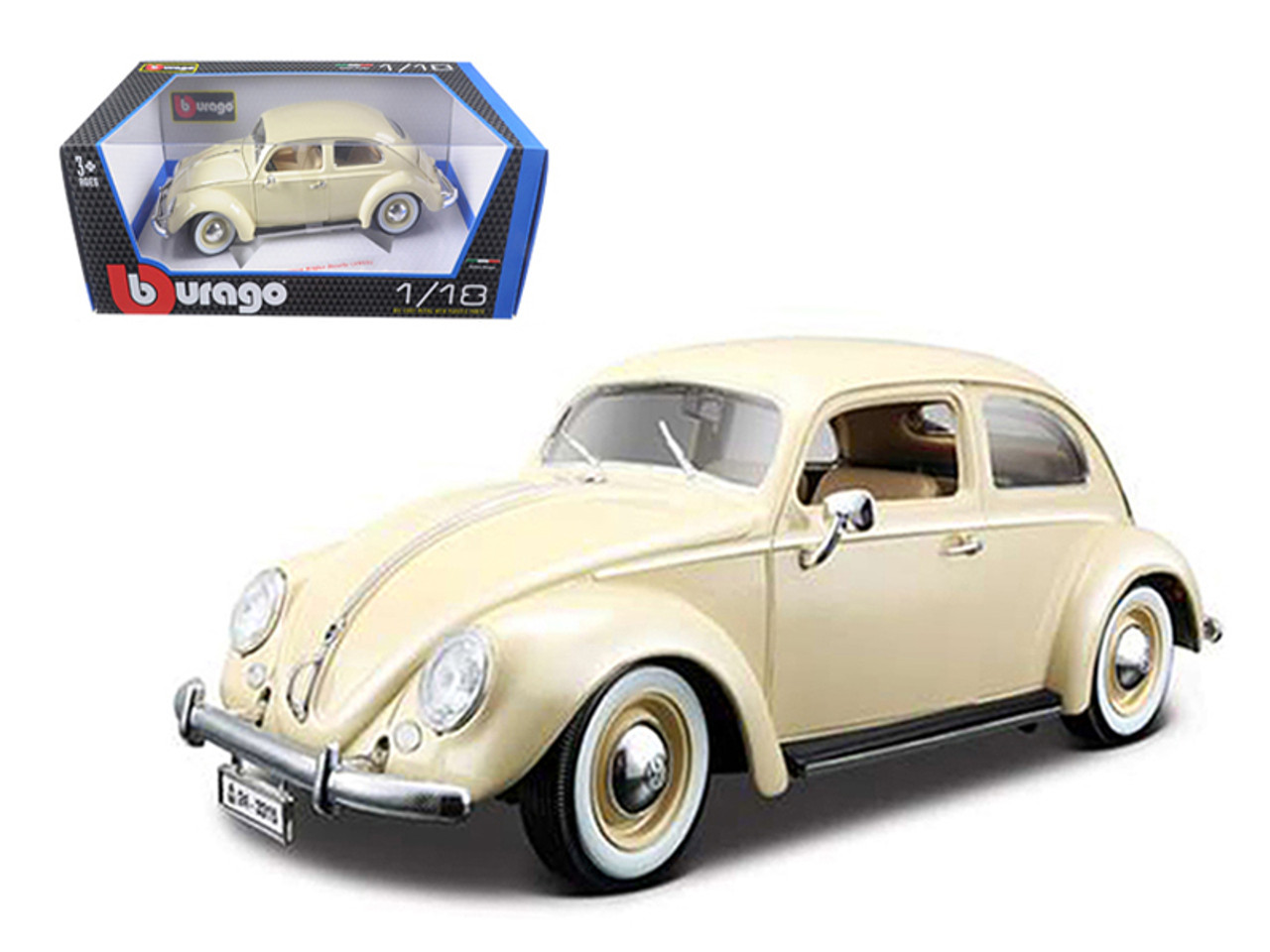 1/18 BBurago 1955 Volkswagen Beetle Kafer (Beige) Diecast Car Model