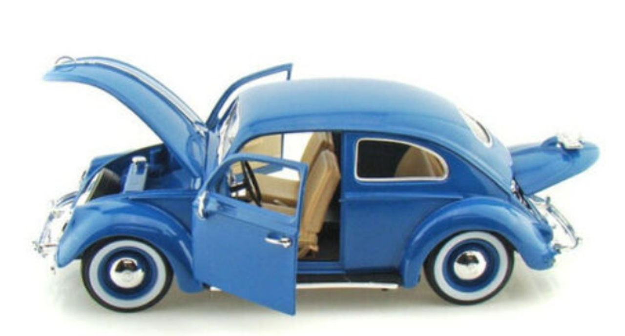 1/18 BBurago 1955 Volkswagen Beetle Kafer Blue Diecast Car Model