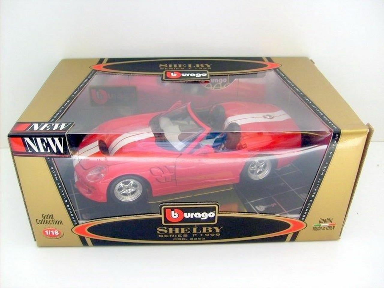 Bburago Gold 1999 Shelby Series 1 (Red with White Stripes) Diecast Car - LIVECARMODEL.com