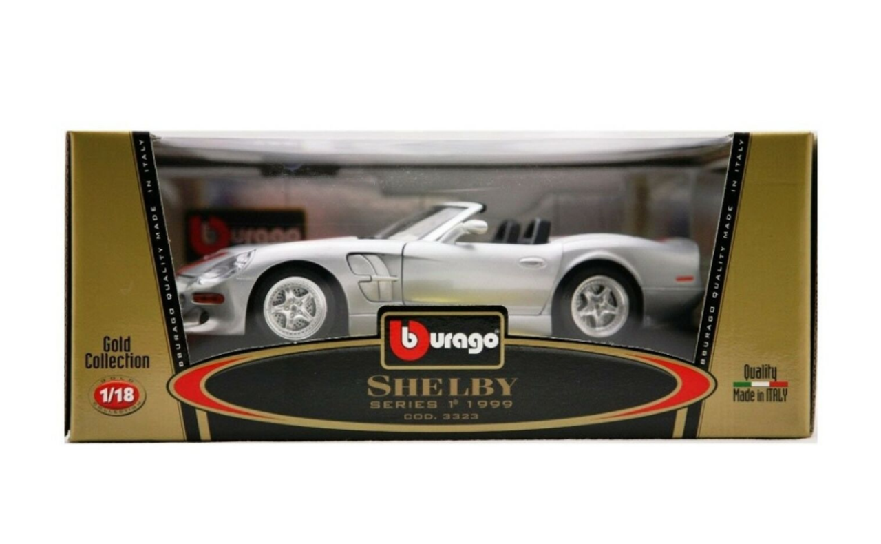 1/18 Bburago Gold Collection 1999 Shelby Series 1 Silver Diecast Car Model