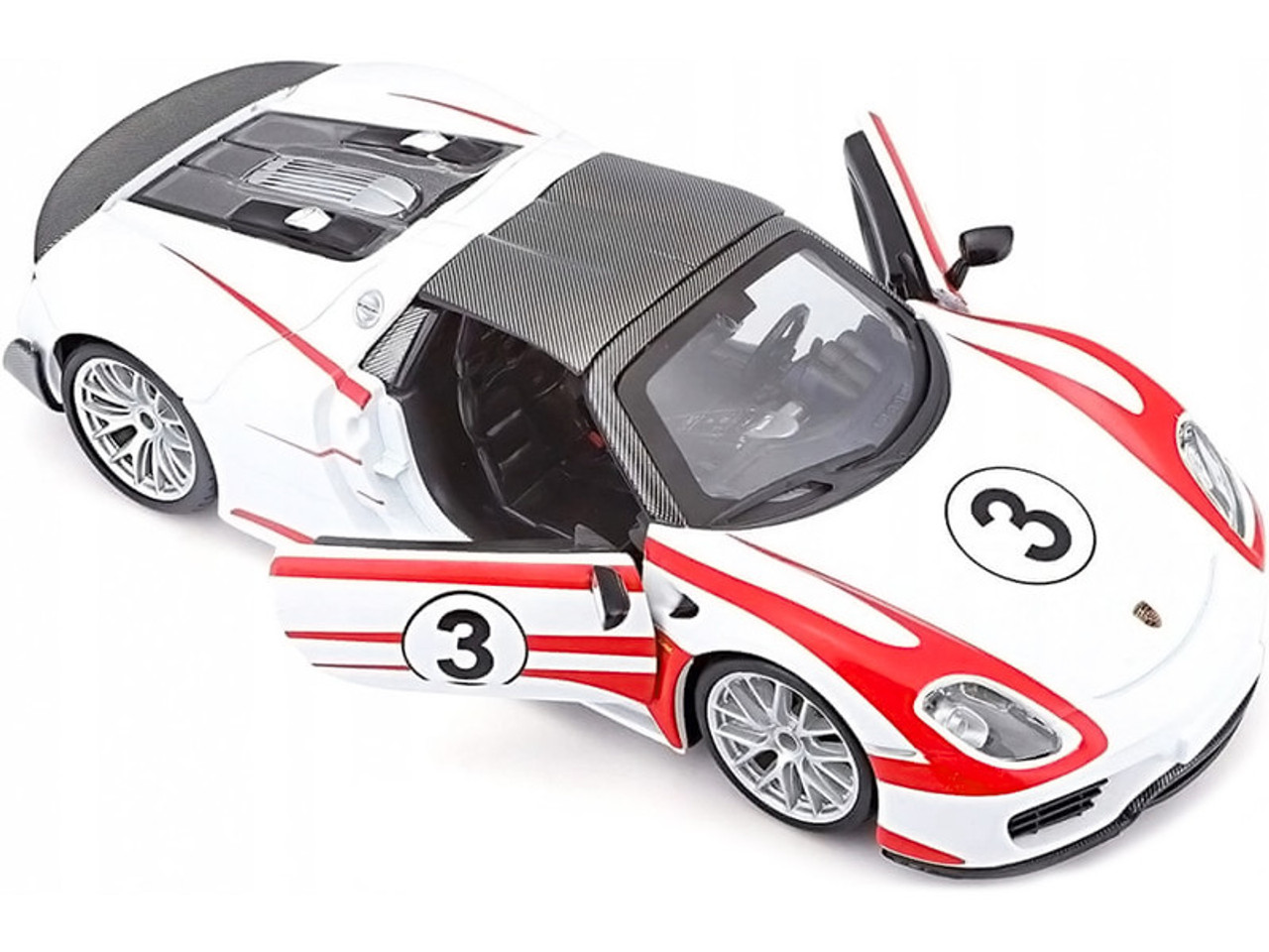 Porsche 918 Spyder Weissach #3 White 1/24 Diecast Model Car