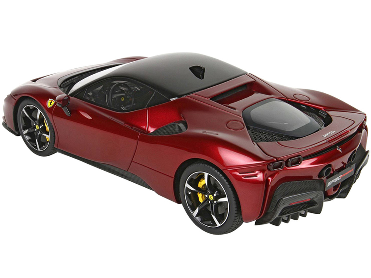 2019 Ferrari SF90 Stradale Rosso Fiorano Red Metallic with Black Top with  DISPLAY CASE Limited Edition to 200 pieces Worldwide 1/18 Model Car by BBR