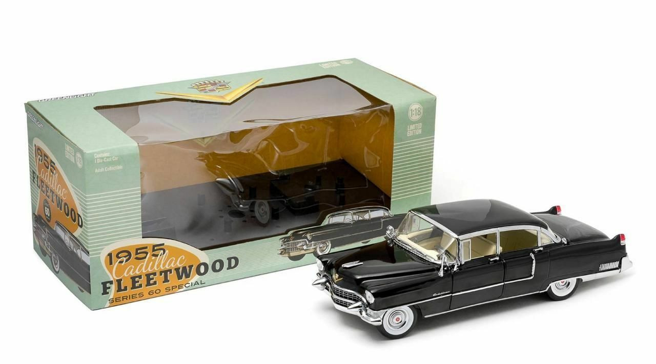 1/18 Greenlight 1955 Cadillac Fleetwood Series 60 (Black) Diecast Car Model