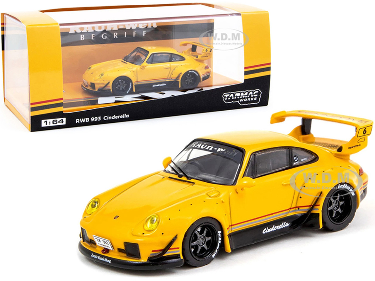 Porsche RWB 993 Cinderella #6 Yellow (Thailand Exclusive) RAUH-Welt  BEGRIFF 1/64 Diecast Model Car by Tarmac Works