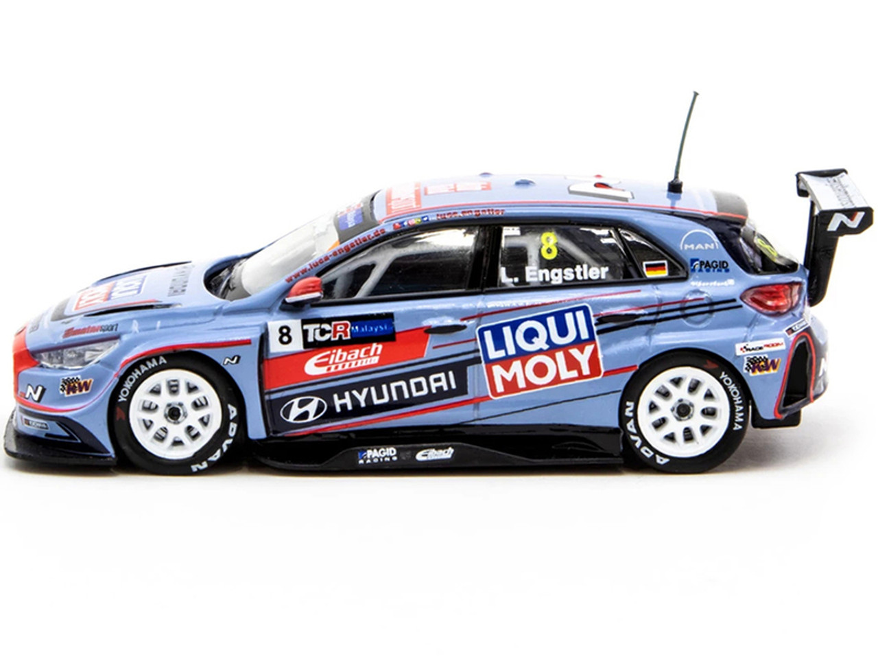 Hyundai i30 N TCR #8 Luca Engstler Champion TCR Malaysia (2019) 1/64 Diecast Model Car by Tarmac Works