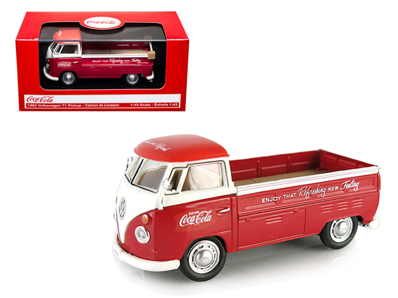 1962 Volkswagen T1 Pickup Truck "Coca-Cola" Red 1/43 Diecast Model Car by Motorcity Classics