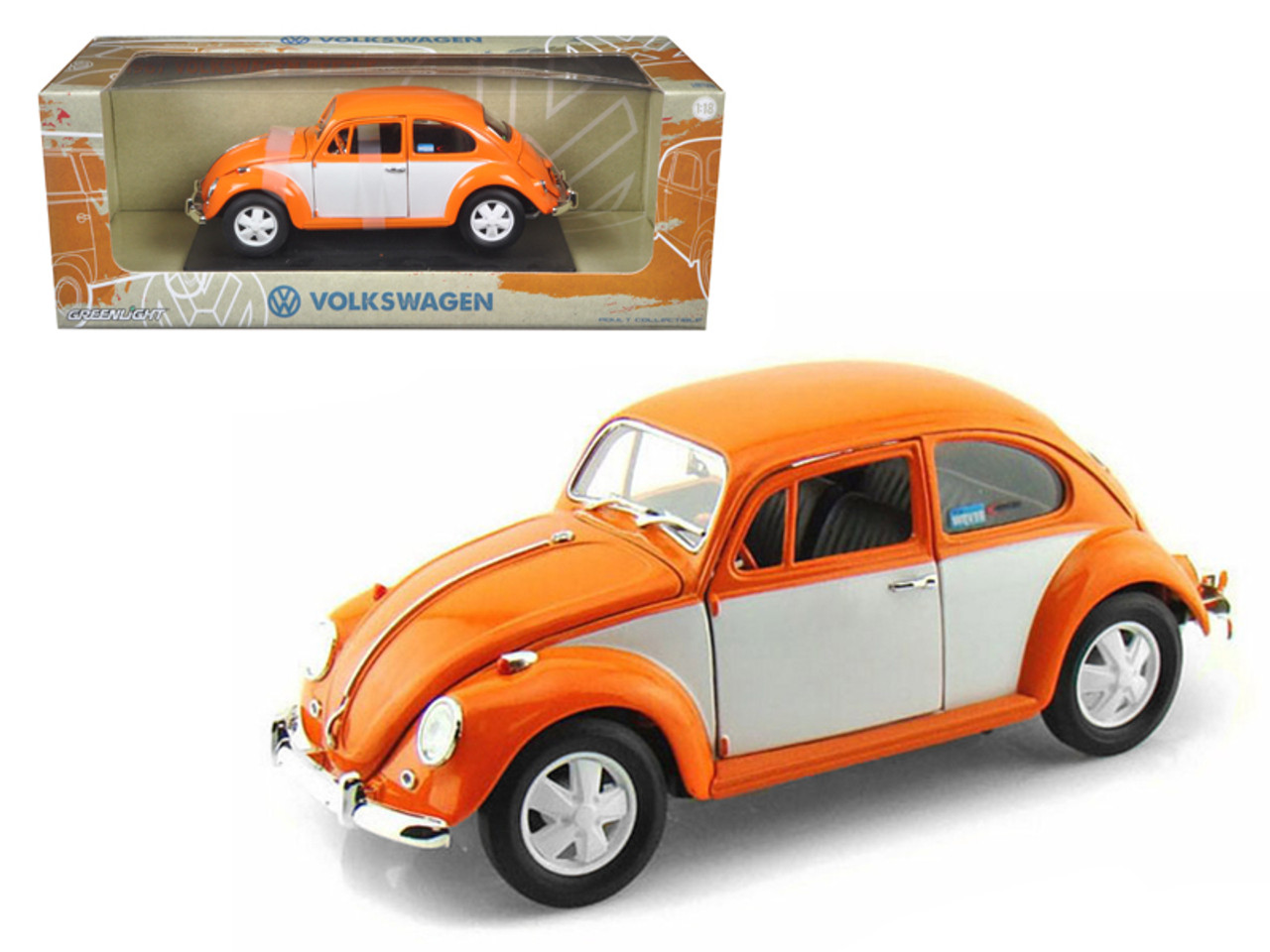 1967 Volkswagen Beetle Orange/White 1/18 Diecast Model Car by Greenlight