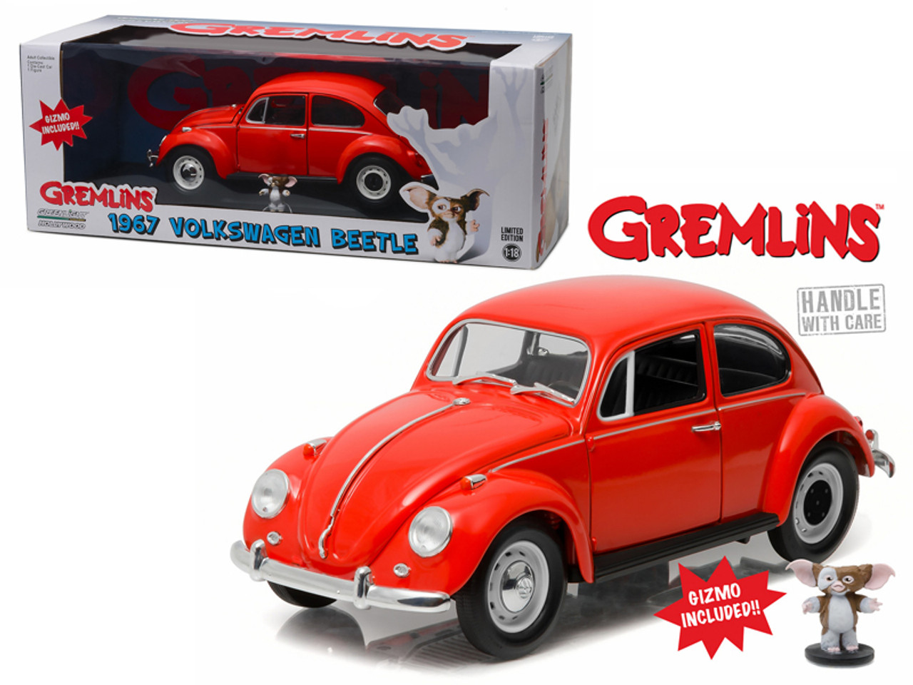 1967 Volkswagen Beetle Gremlins Movie (1984) with Gizmo Figure 1/18 Diecast Model Car by Greenlight