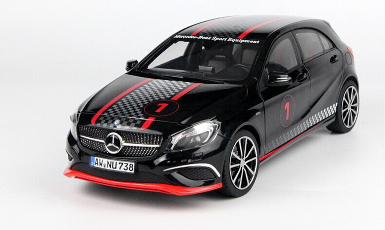 1/18 Norev Mercedes-Benz A-Class W176 Sport Equipment with Racing Decal  (Black) Diecast Car Model