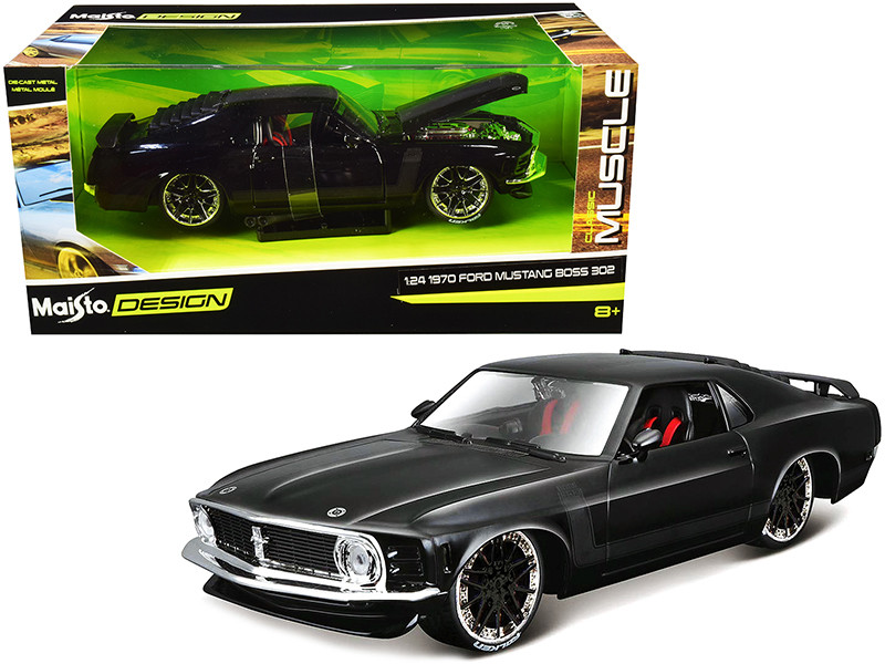 1970 Ford Mustang Boss 302 Black with Matt Black Stripes 