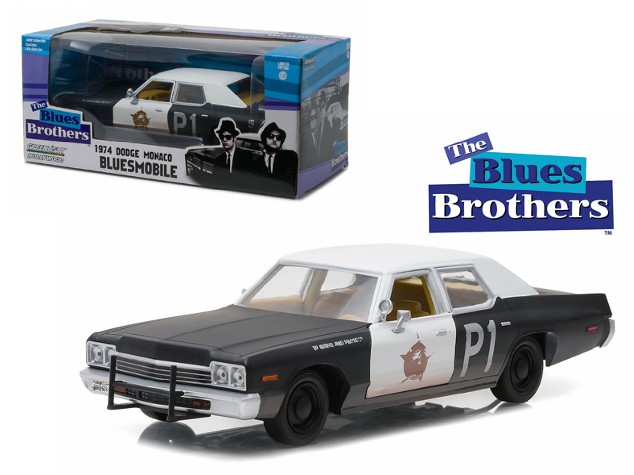 1974 Dodge Monaco Bluesmobile "The Blues Brothers" Movie 1/24 Diecast Model Car by Greenlight