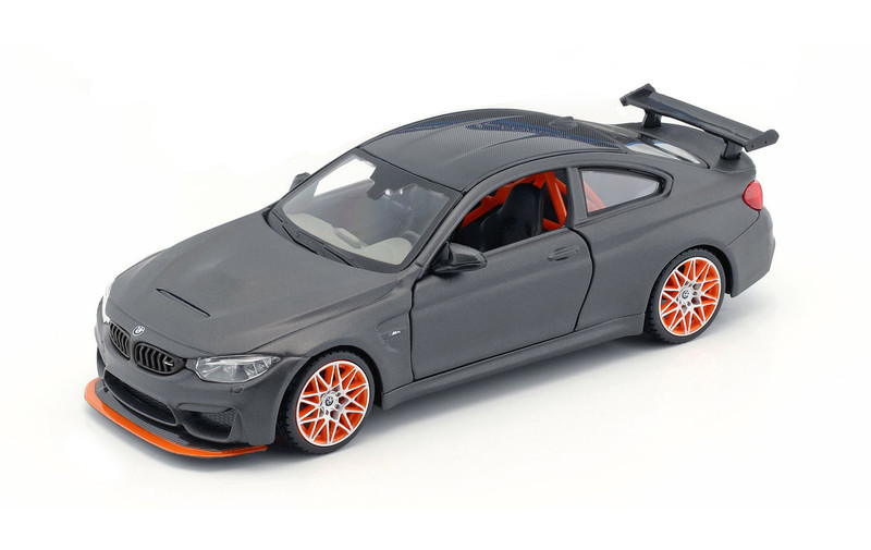 BMW M4 GTS Gray with Carbon Top and Orange Wheels 1/24 Diecast