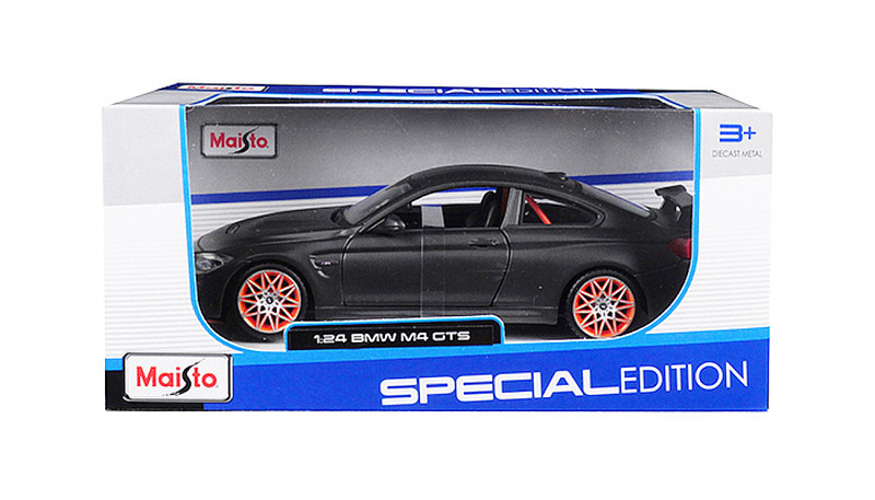 BMW M4 GTS Gray with Carbon Top and Orange Wheels 1/24 Diecast