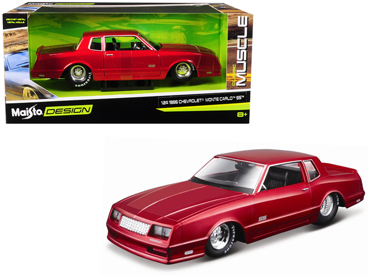 1986 Chevrolet Monte Carlo SS Candy Red "Classic Muscle" 1/24 Diecast Model Car by Maisto